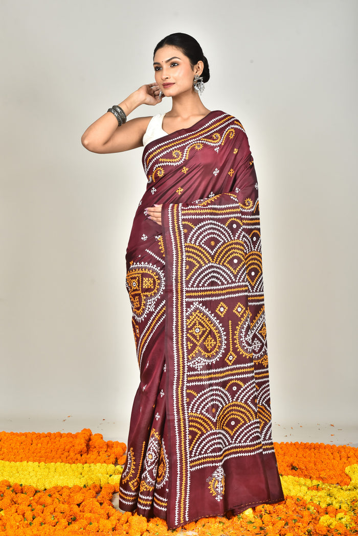 BANGALORE SILK GUJRATI STITCH SAREE