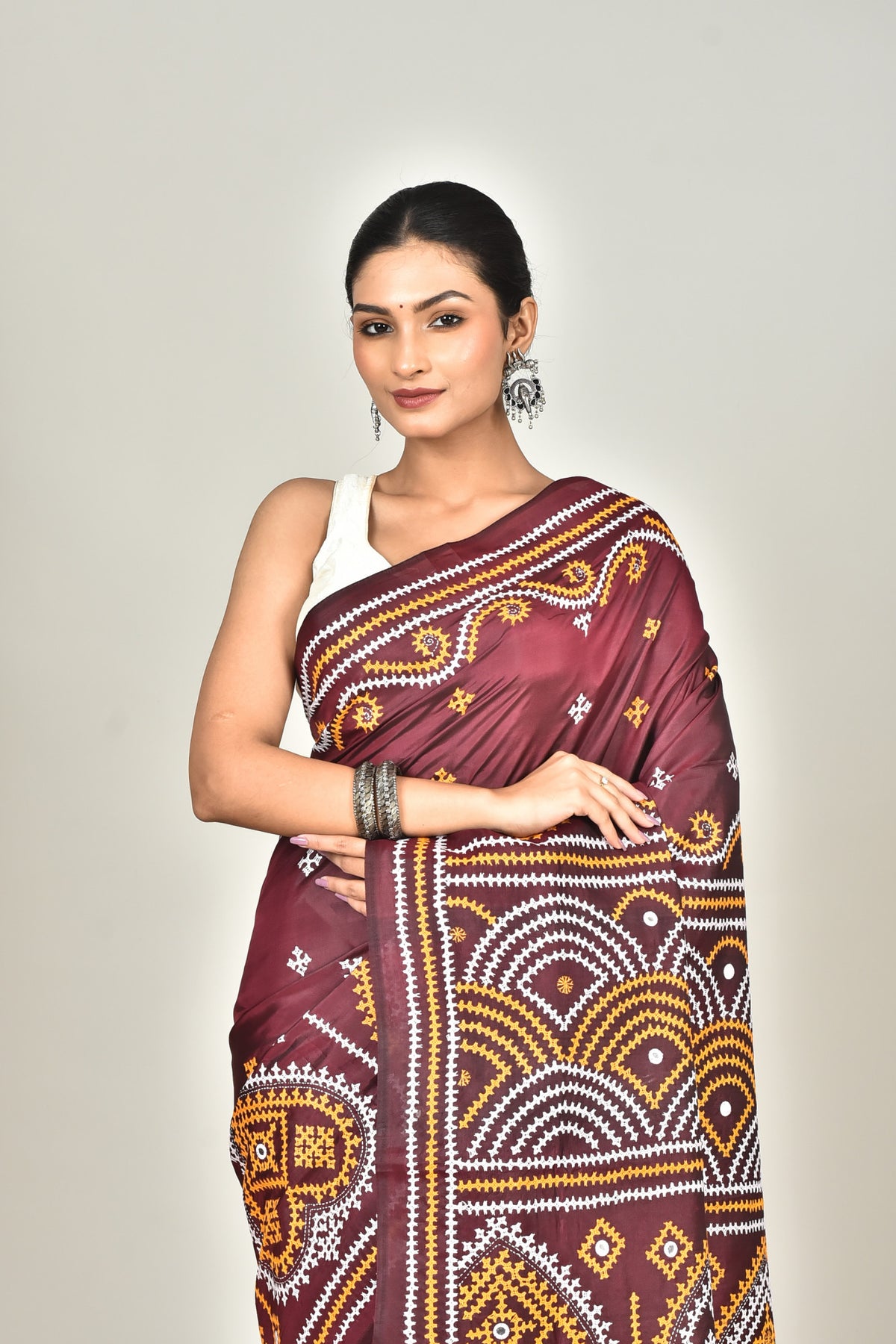 BANGALORE SILK GUJRATI STITCH SAREE