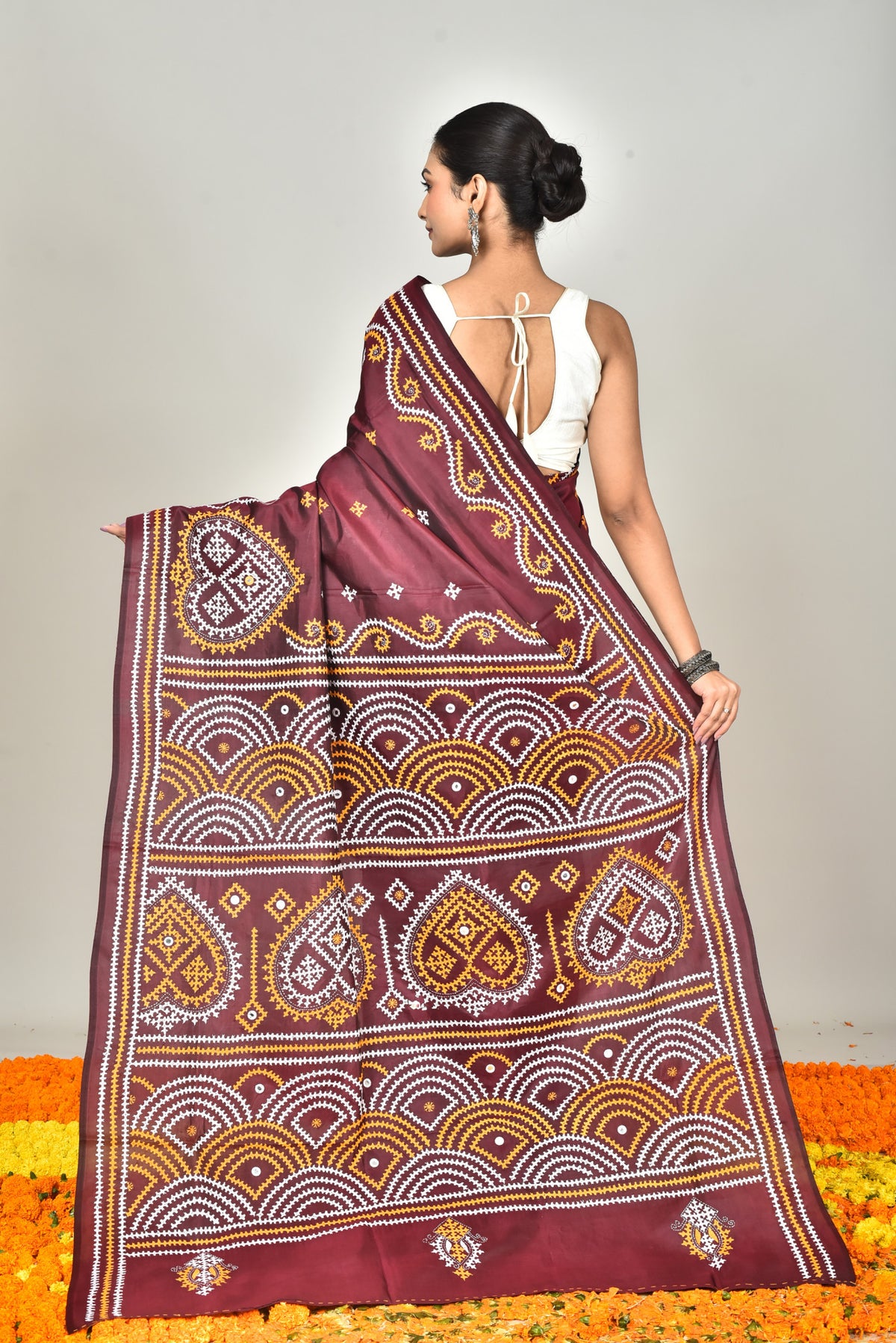 BANGALORE SILK GUJRATI STITCH SAREE