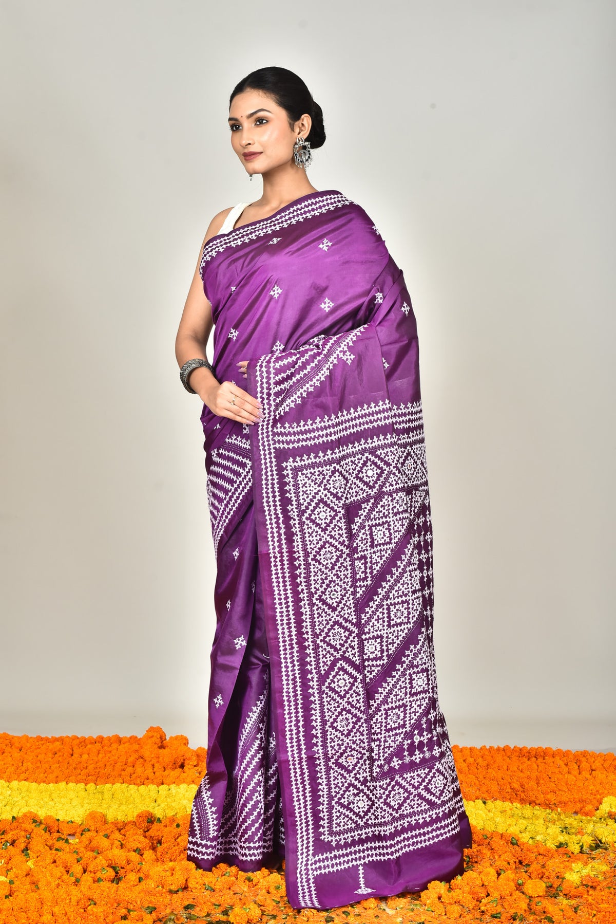 BANGALORE SILK GUJRATI STITCH SAREE