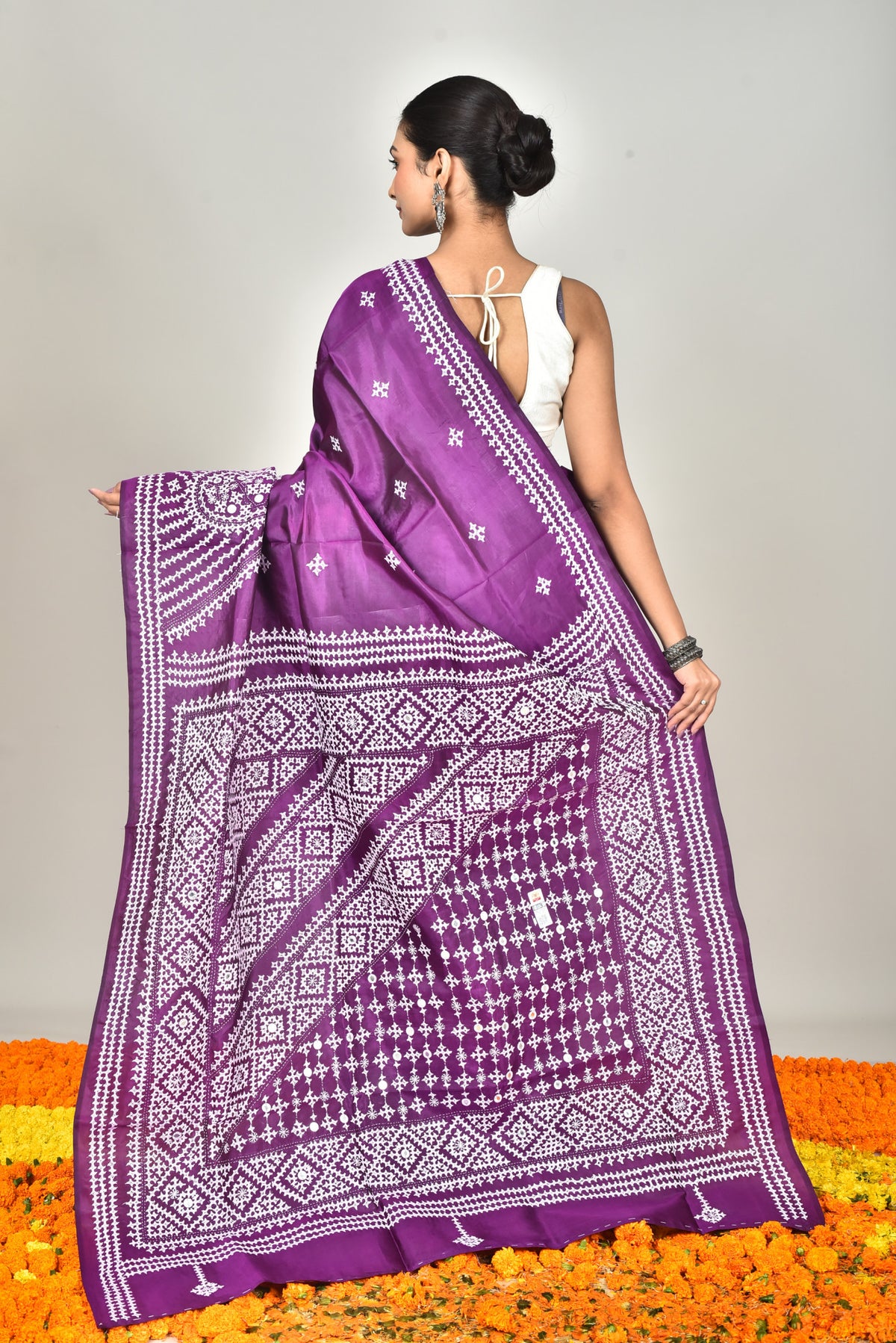 BANGALORE SILK GUJRATI STITCH SAREE