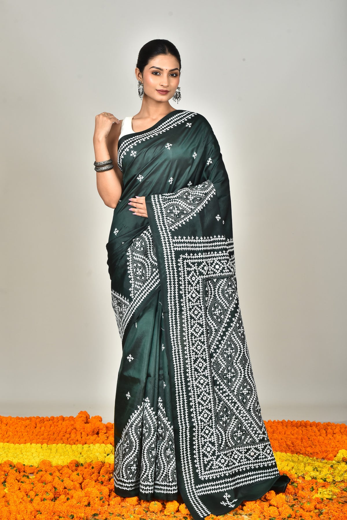 BANGALORE SILK GUJRATI STITCH SAREE