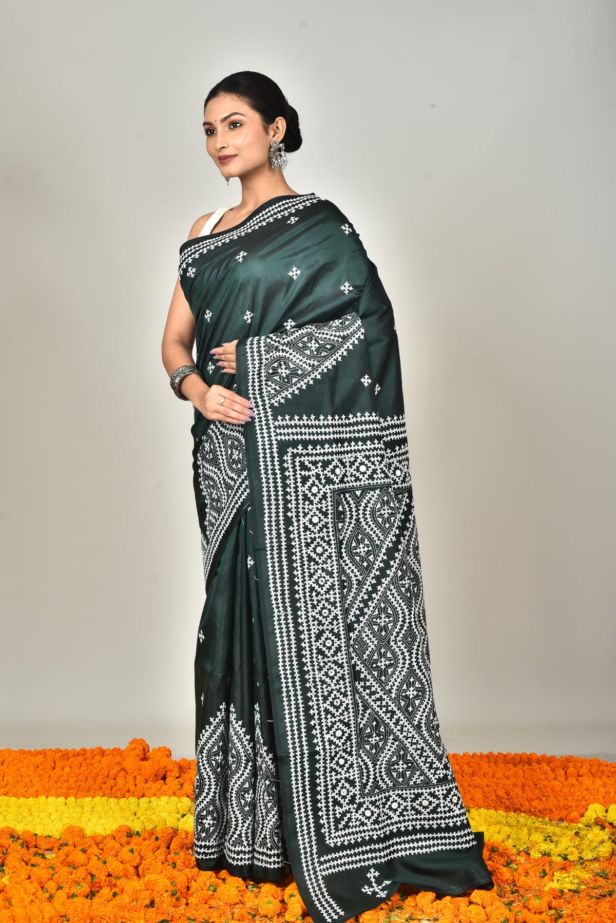 BANGALORE SILK GUJRATI STITCH SAREE