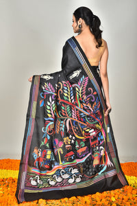 BANGALORE SILK KANTHA STITCH SAREE