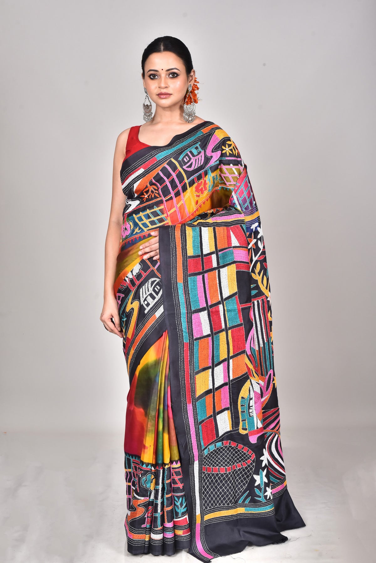BANGALORE SILK KANTHA SAREE