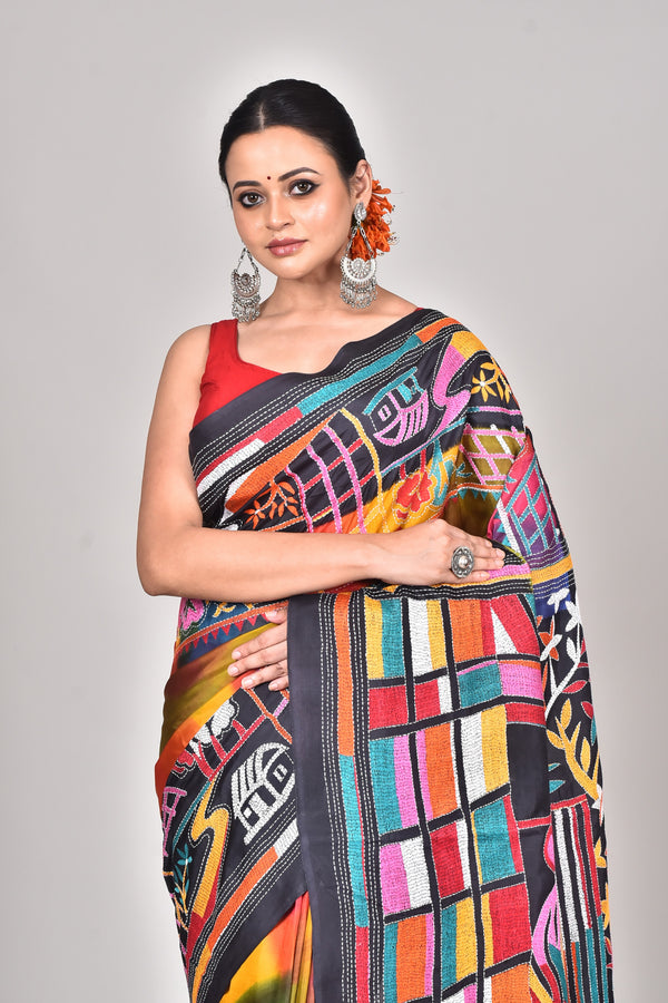 BANGALORE SILK KANTHA SAREE