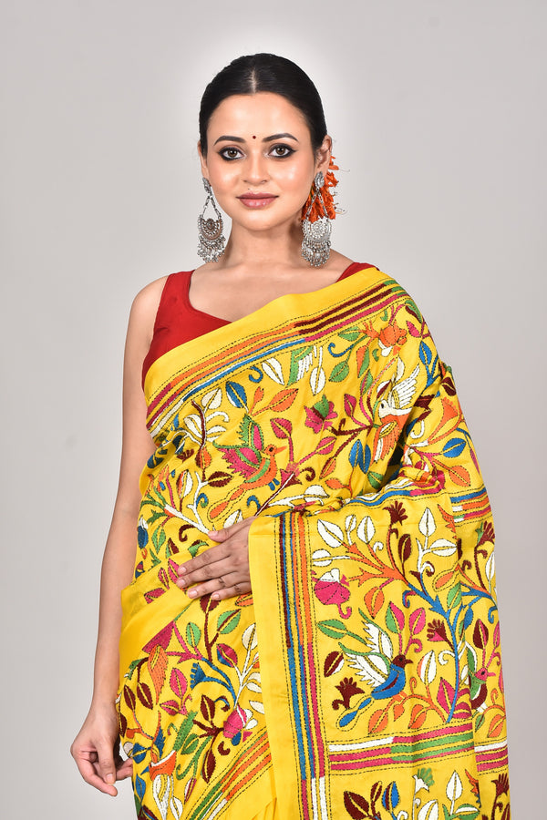 BANGALORE SILK KANTHA SAREE