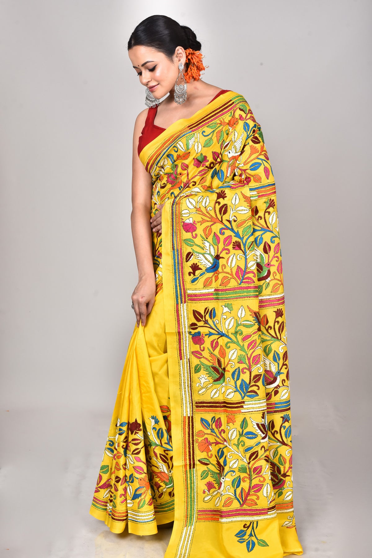 BANGALORE SILK KANTHA SAREE