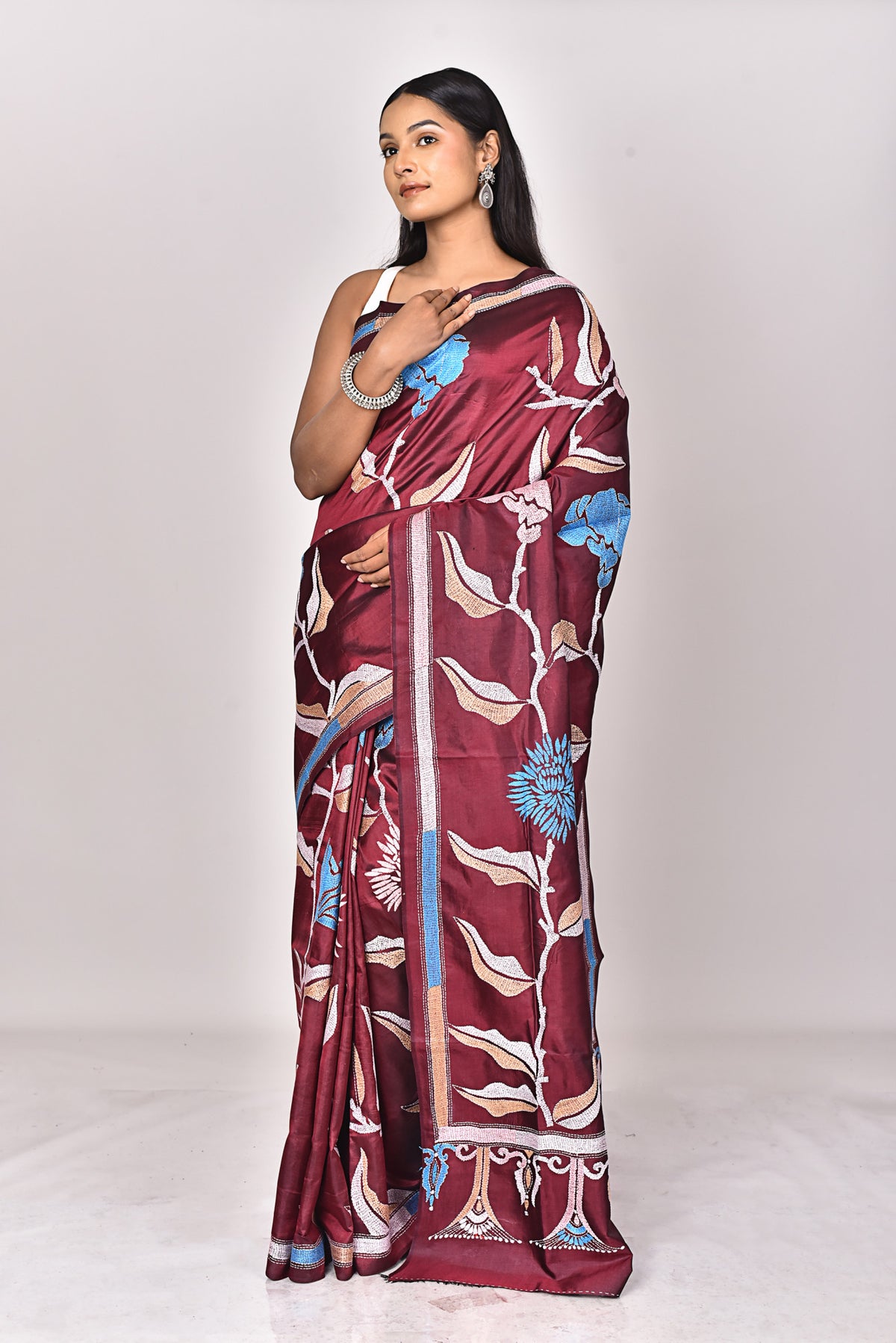 BANGALORE SILK KANTHA SAREE