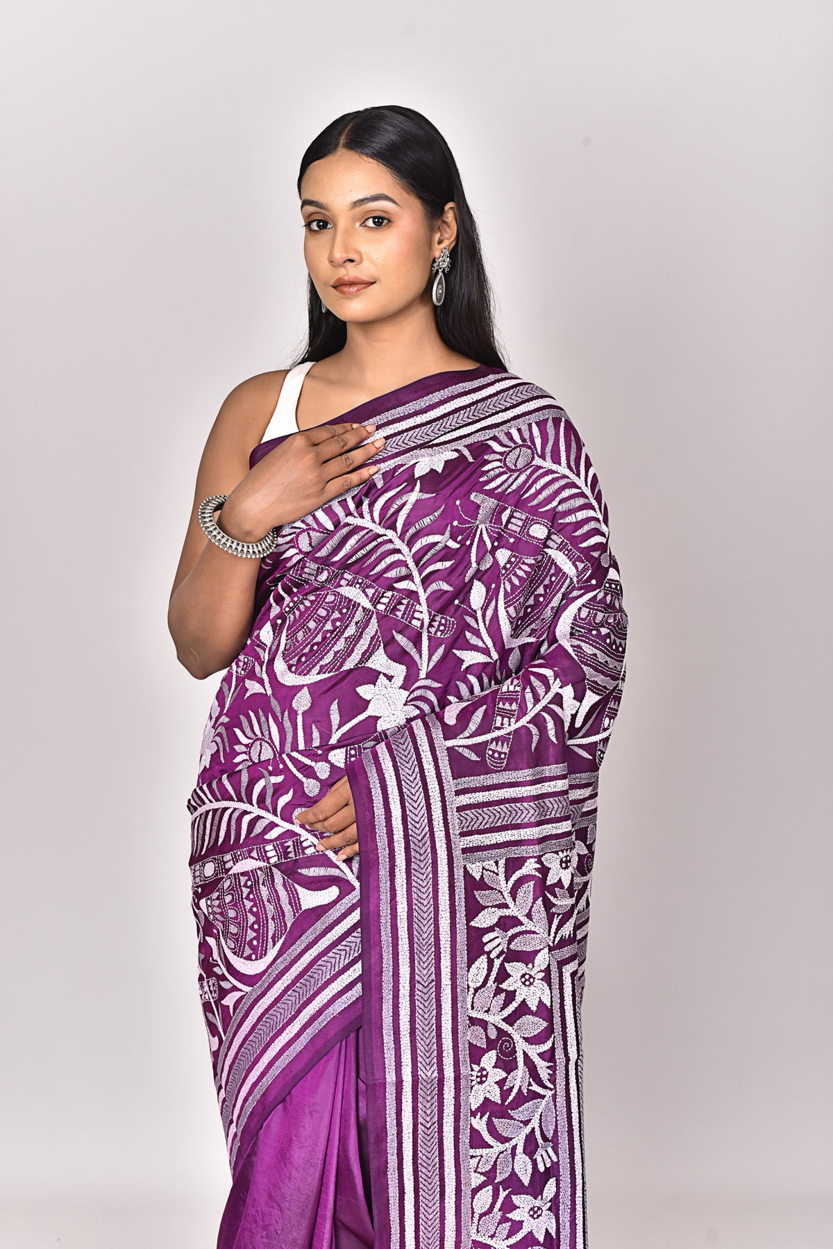 BANGALORE SILK KANTHA SAREE