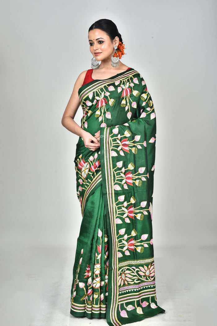 BANGALORE SILK KANTHA SAREE