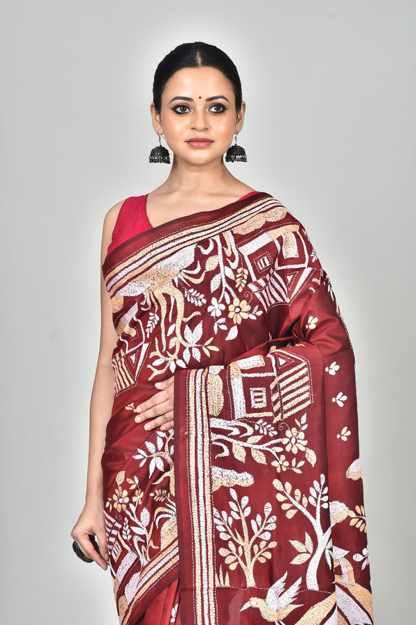 BANGALORE SILK KANTHA SAREE