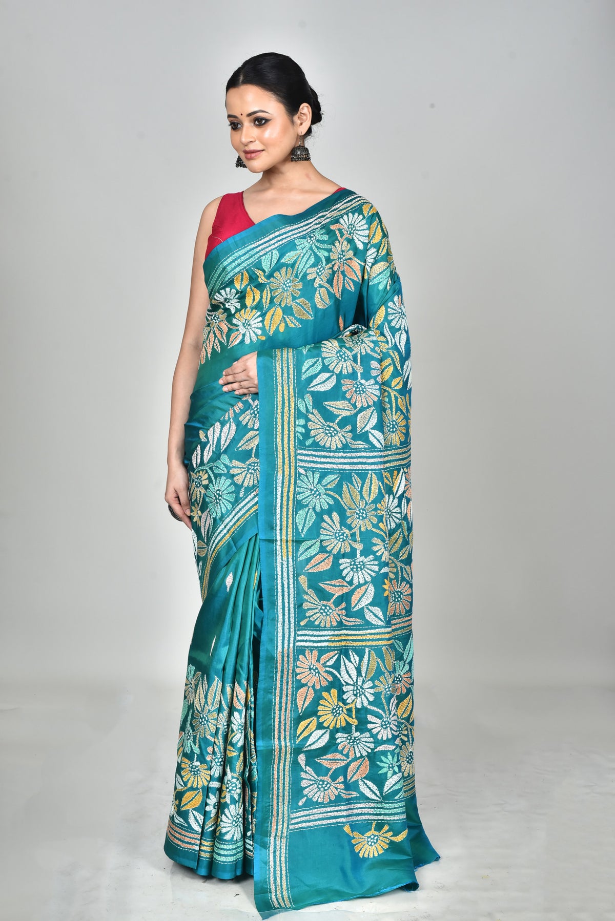 BANGALORE SILK KANTHA SAREE