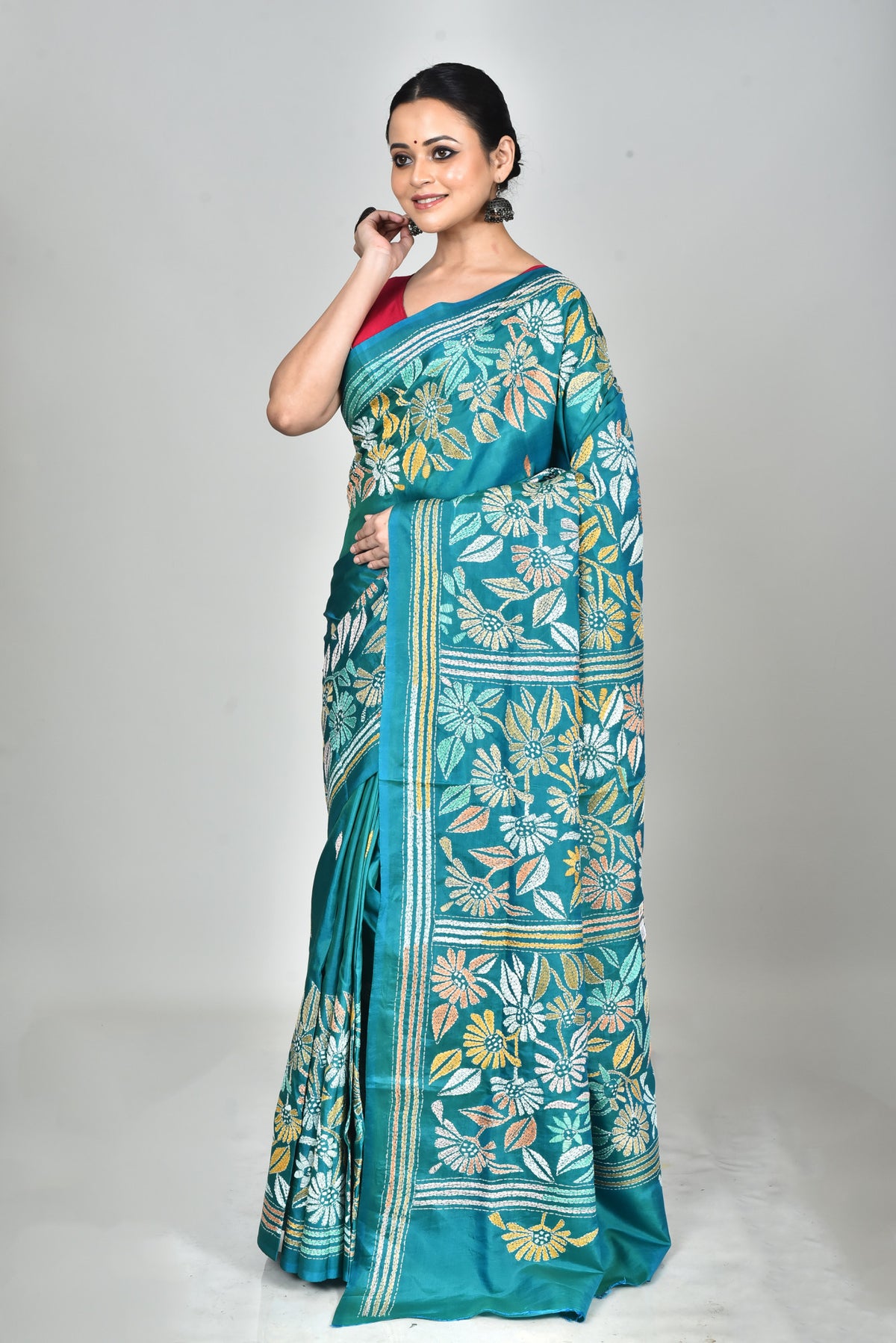 BANGALORE SILK KANTHA SAREE