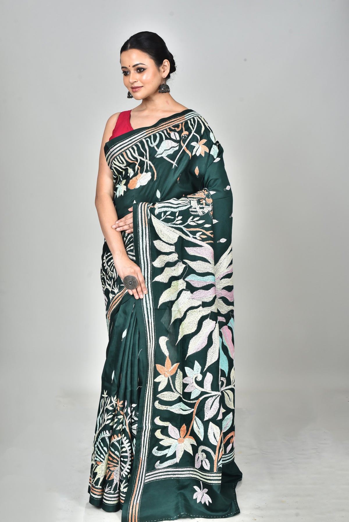 BANGALORE SILK KANTHA SAREE