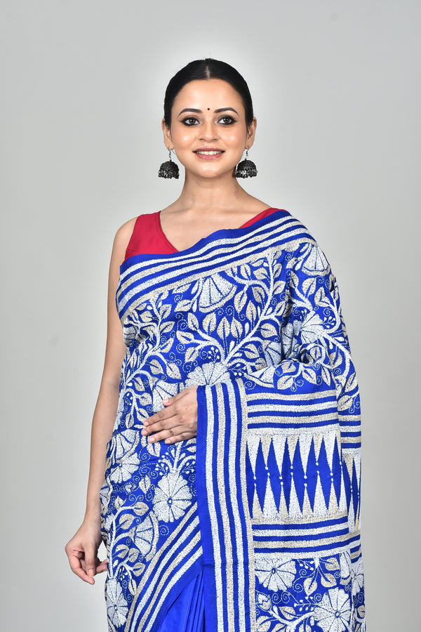 BANGALORE SILK KANTHA SAREE