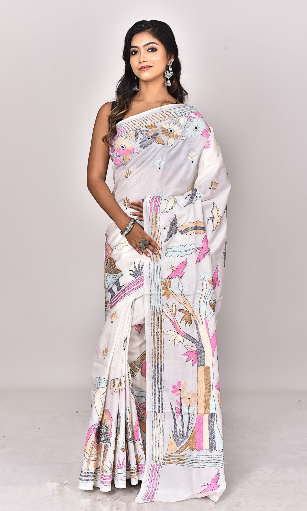 BANGALORE SILK KANTHA SAREE