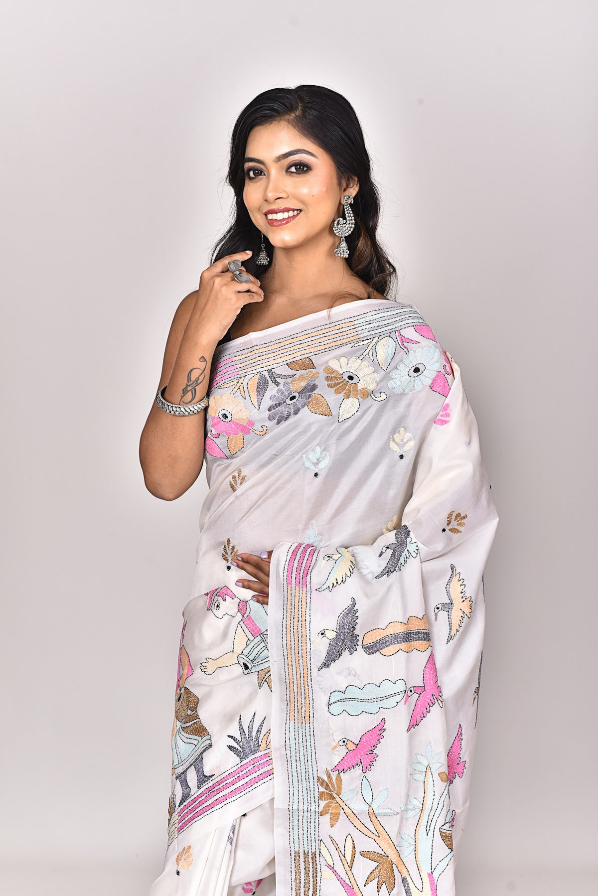 BANGALORE SILK KANTHA SAREE