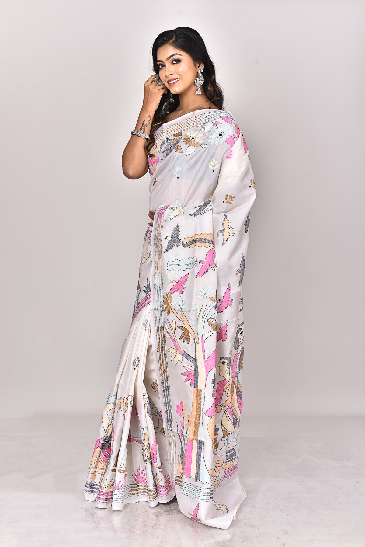 BANGALORE SILK KANTHA SAREE