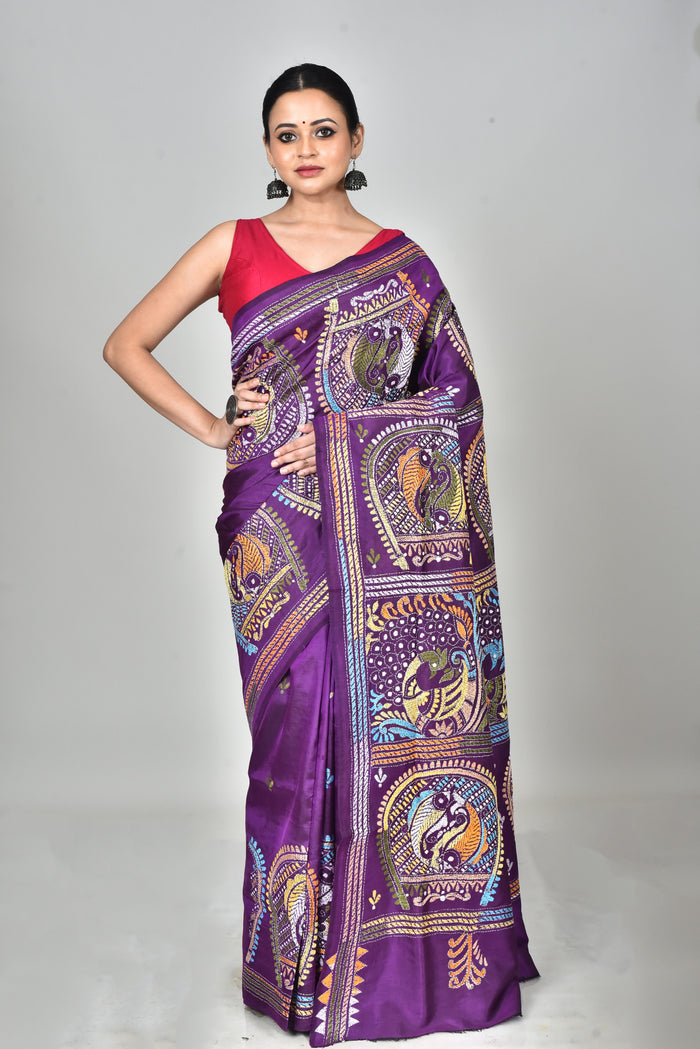 BANGALORE SILK KANTHA SAREE