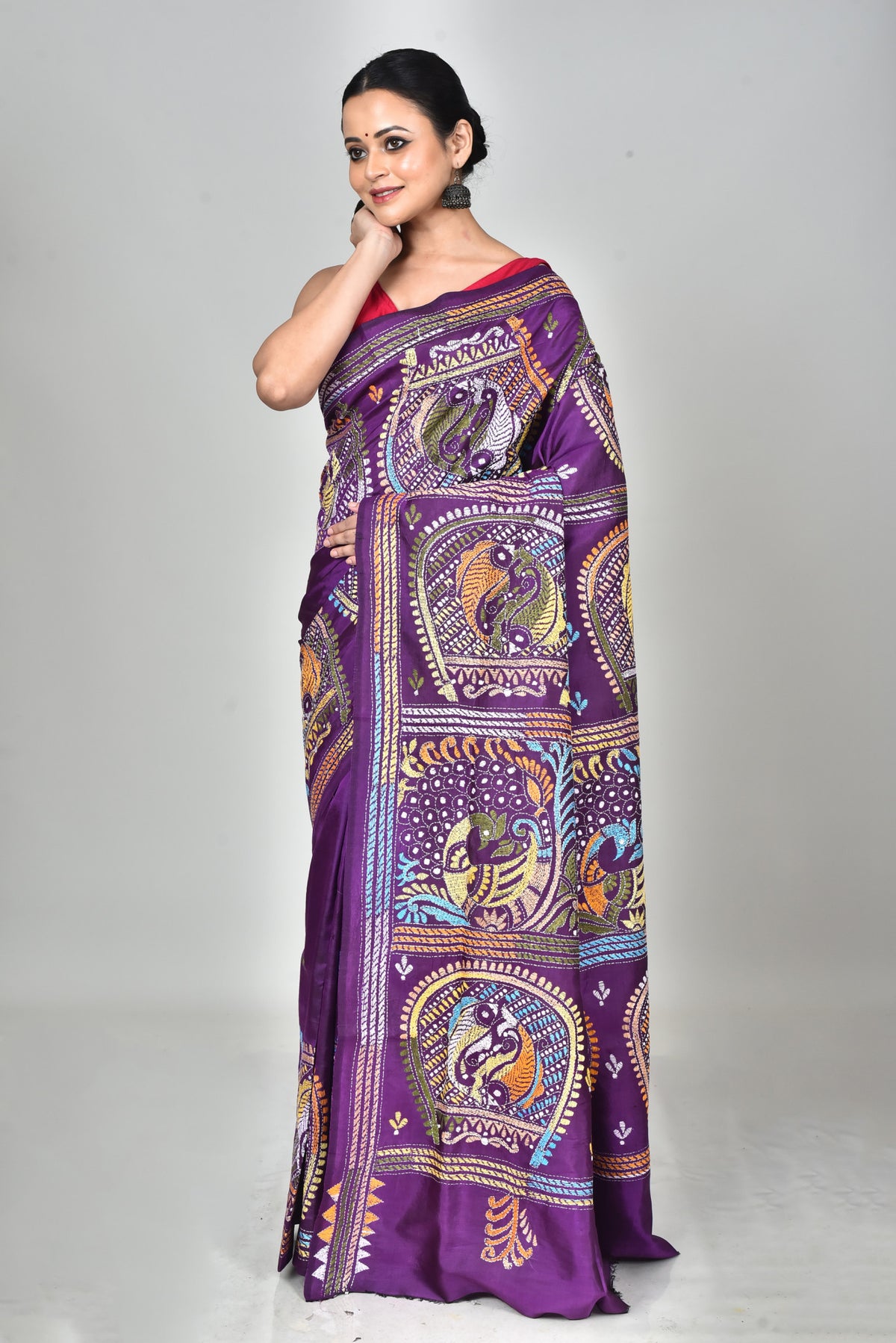 BANGALORE SILK KANTHA SAREE