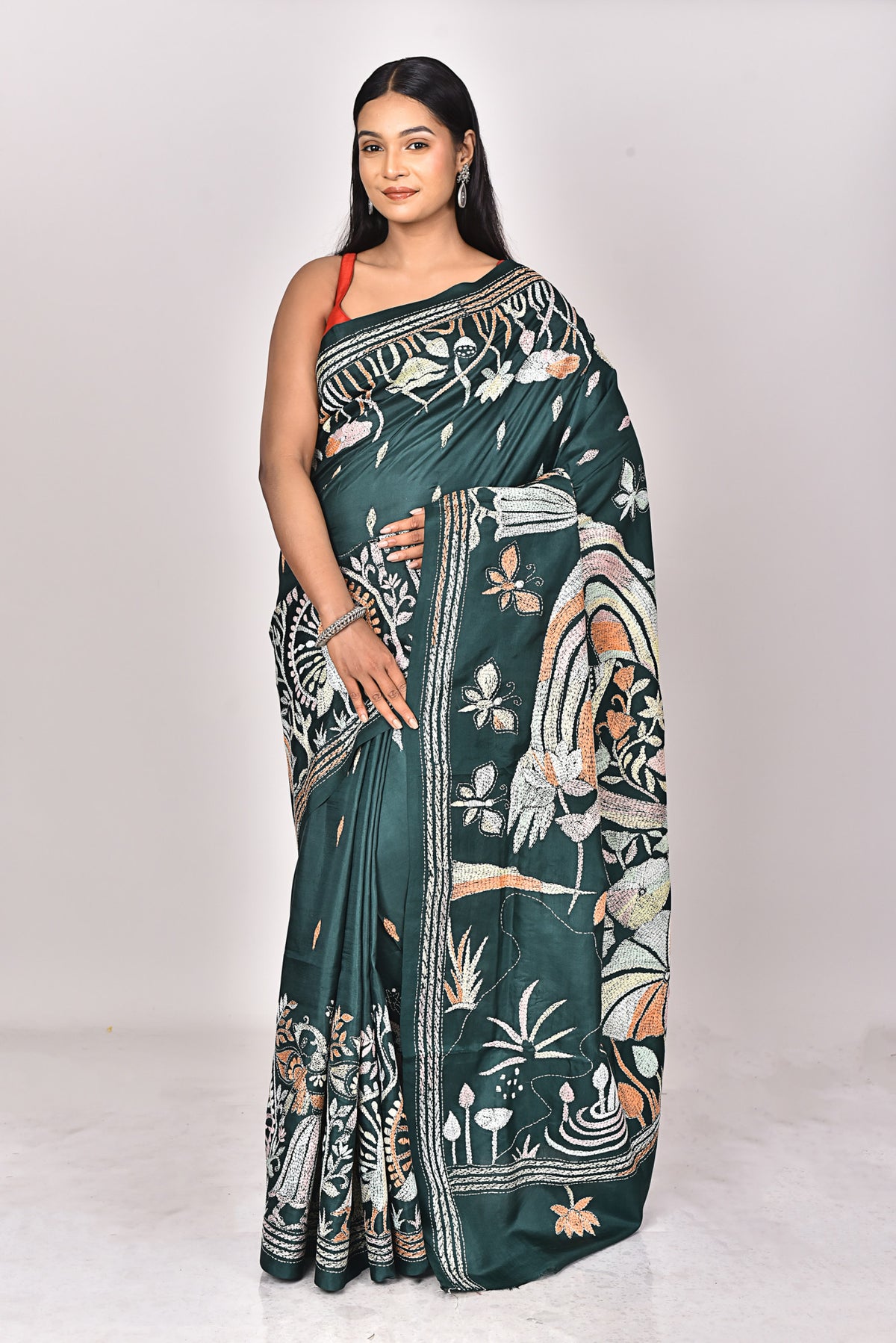 BANGALORE SILK KANTHA SAREE