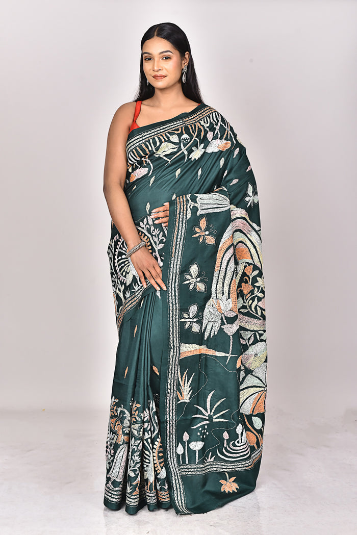 BANGALORE SILK KANTHA SAREE