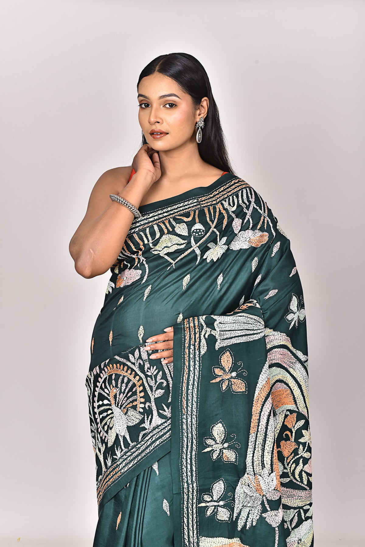 BANGALORE SILK KANTHA SAREE