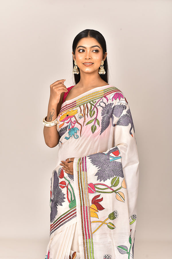 BANGALORE SILK KANTHA SAREE