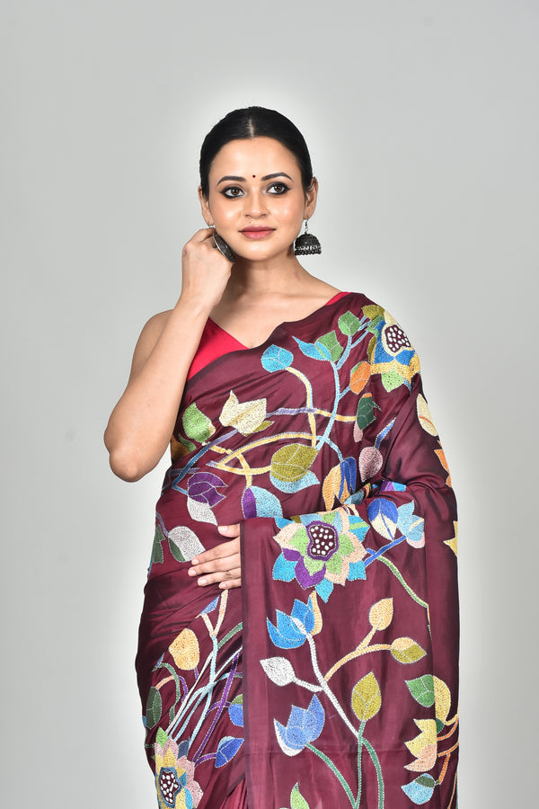 BANGALORE SILK KANTHA SAREE