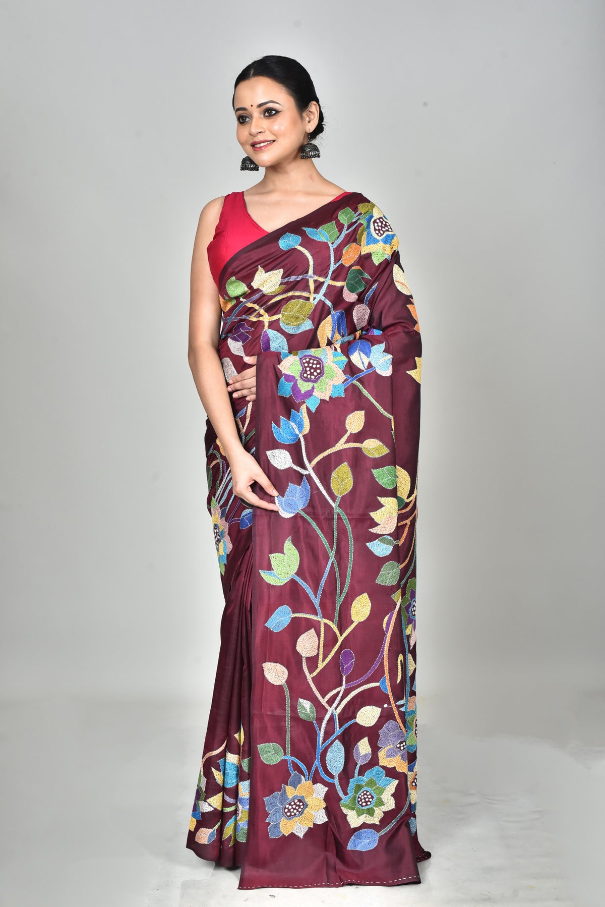 BANGALORE SILK KANTHA SAREE
