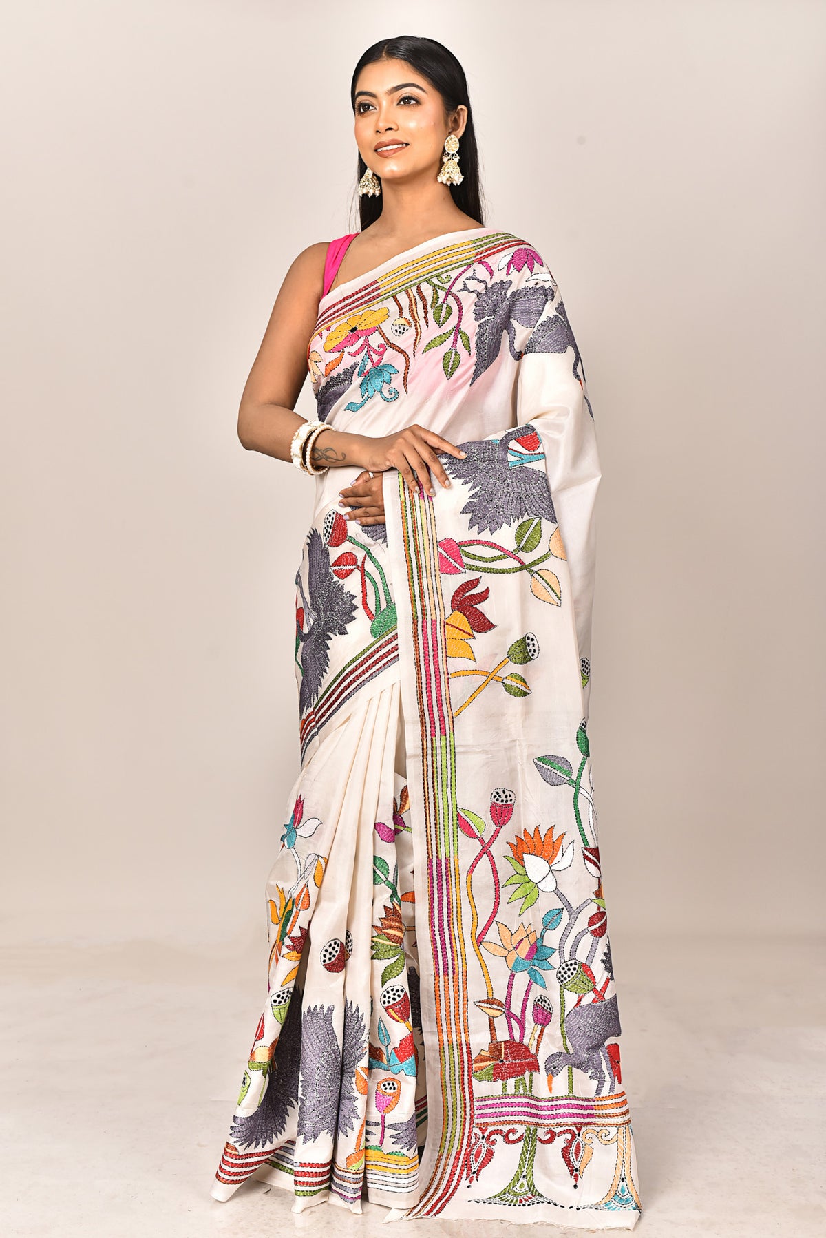 BANGALORE SILK KANTHA SAREE