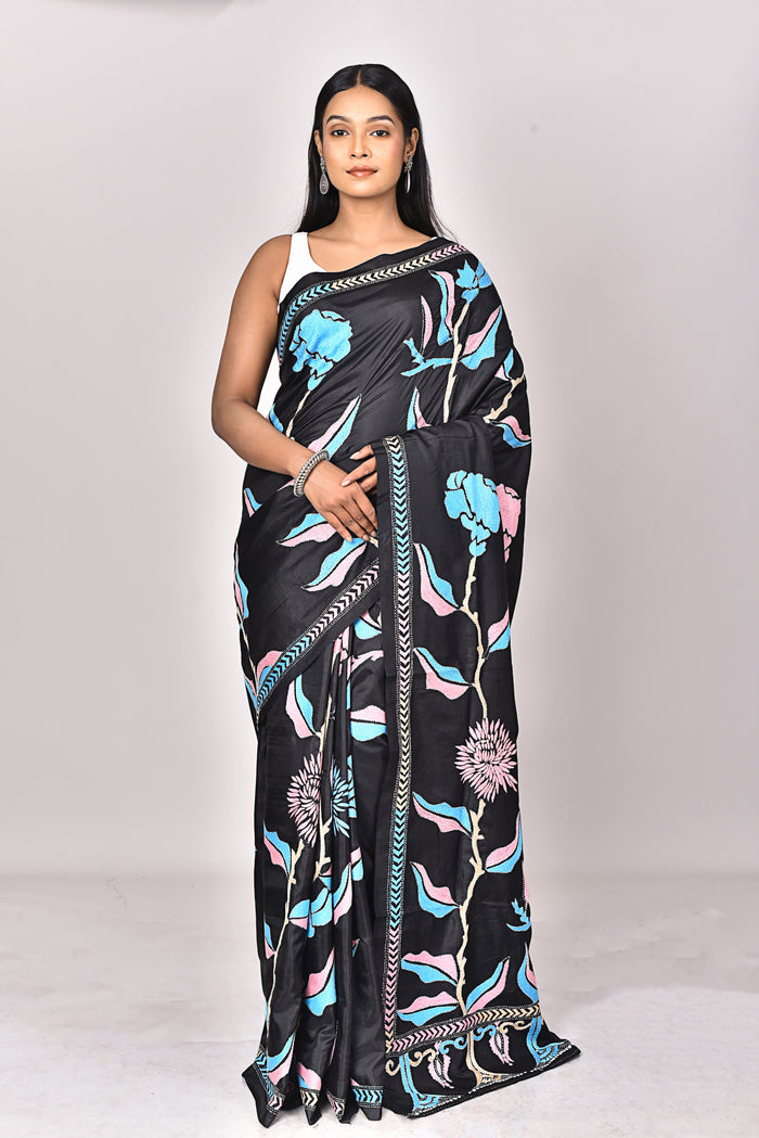 BANGALORE SILK KANTHA SAREE