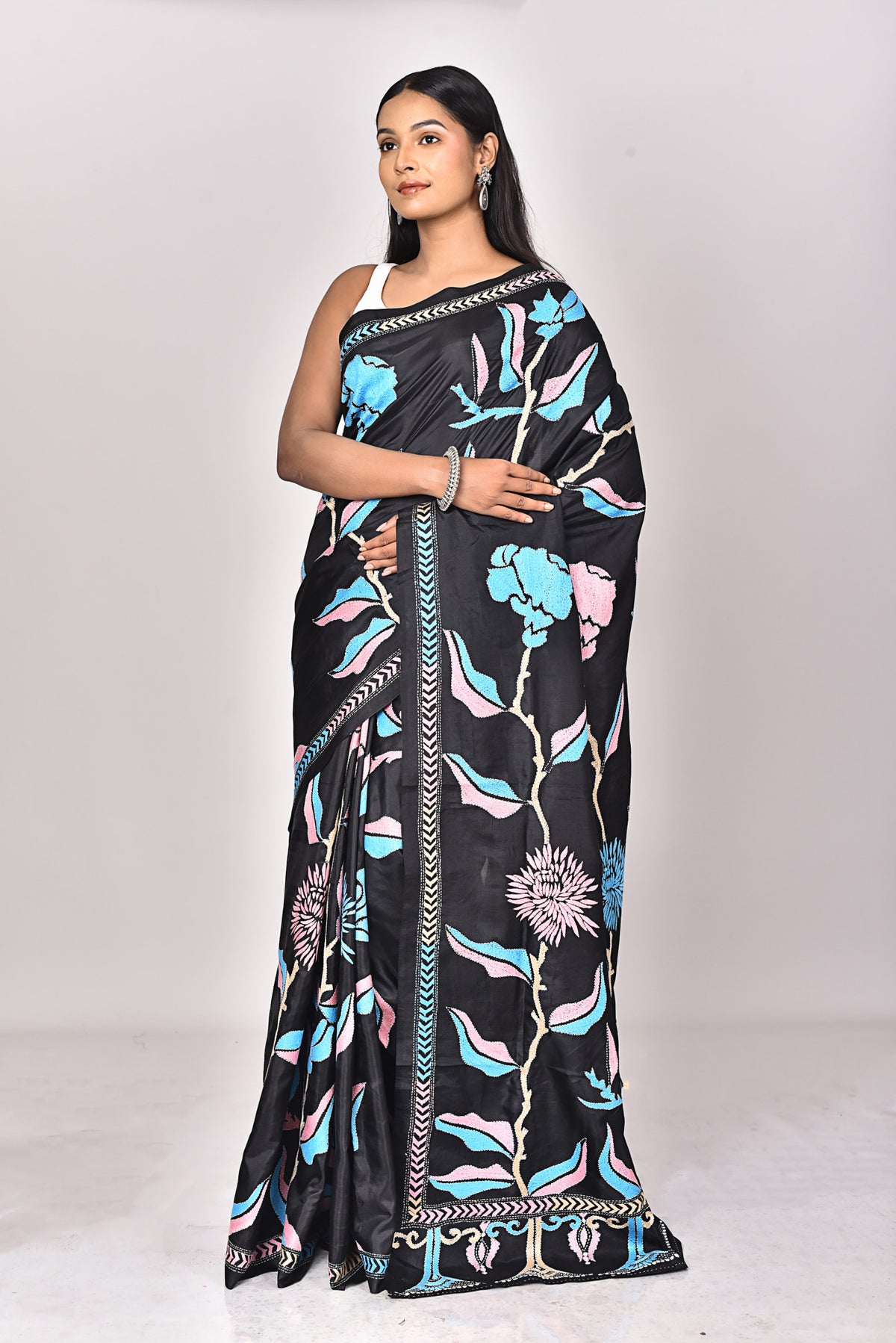 BANGALORE SILK KANTHA SAREE