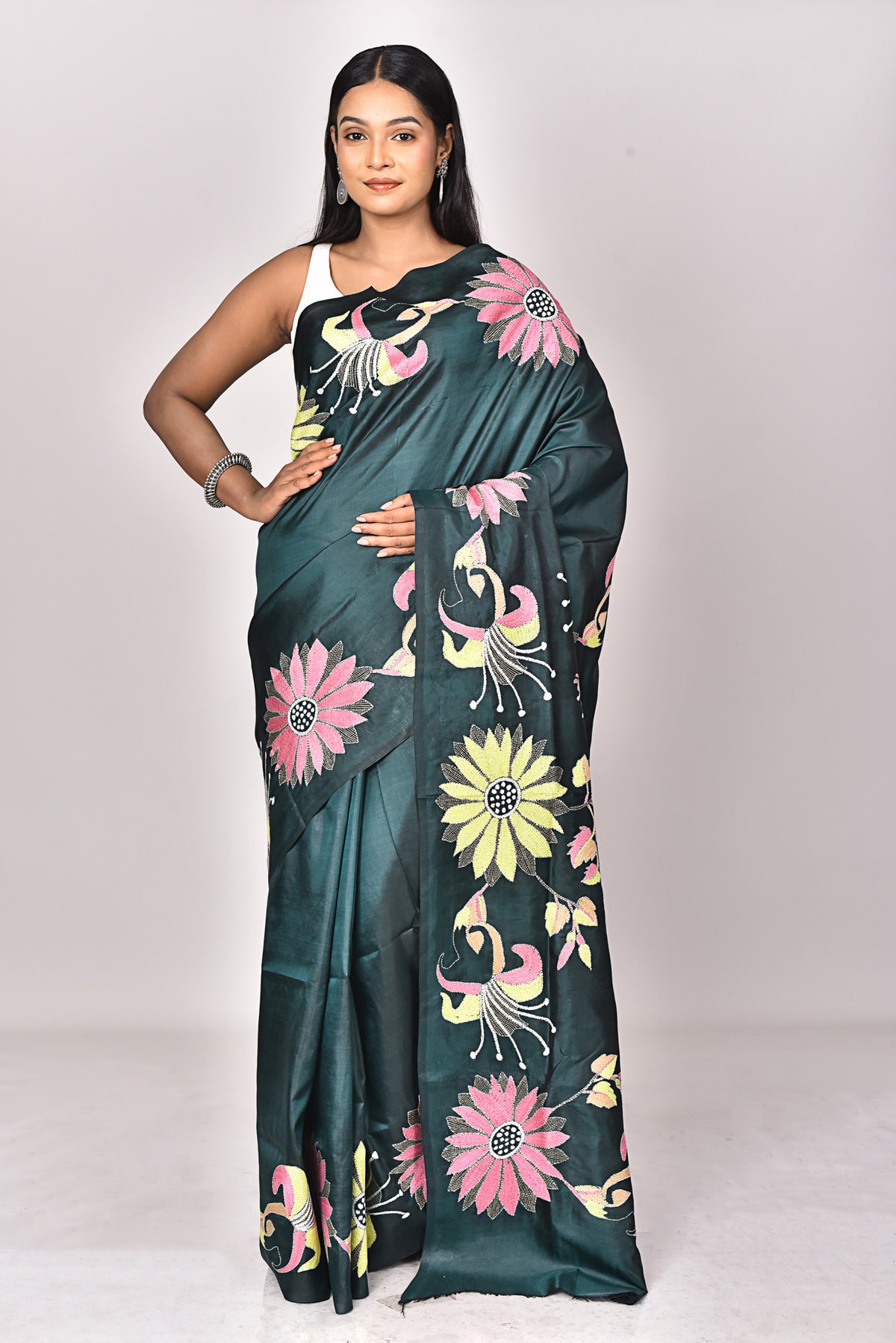 BANGALORE SILK KANTHA SAREE