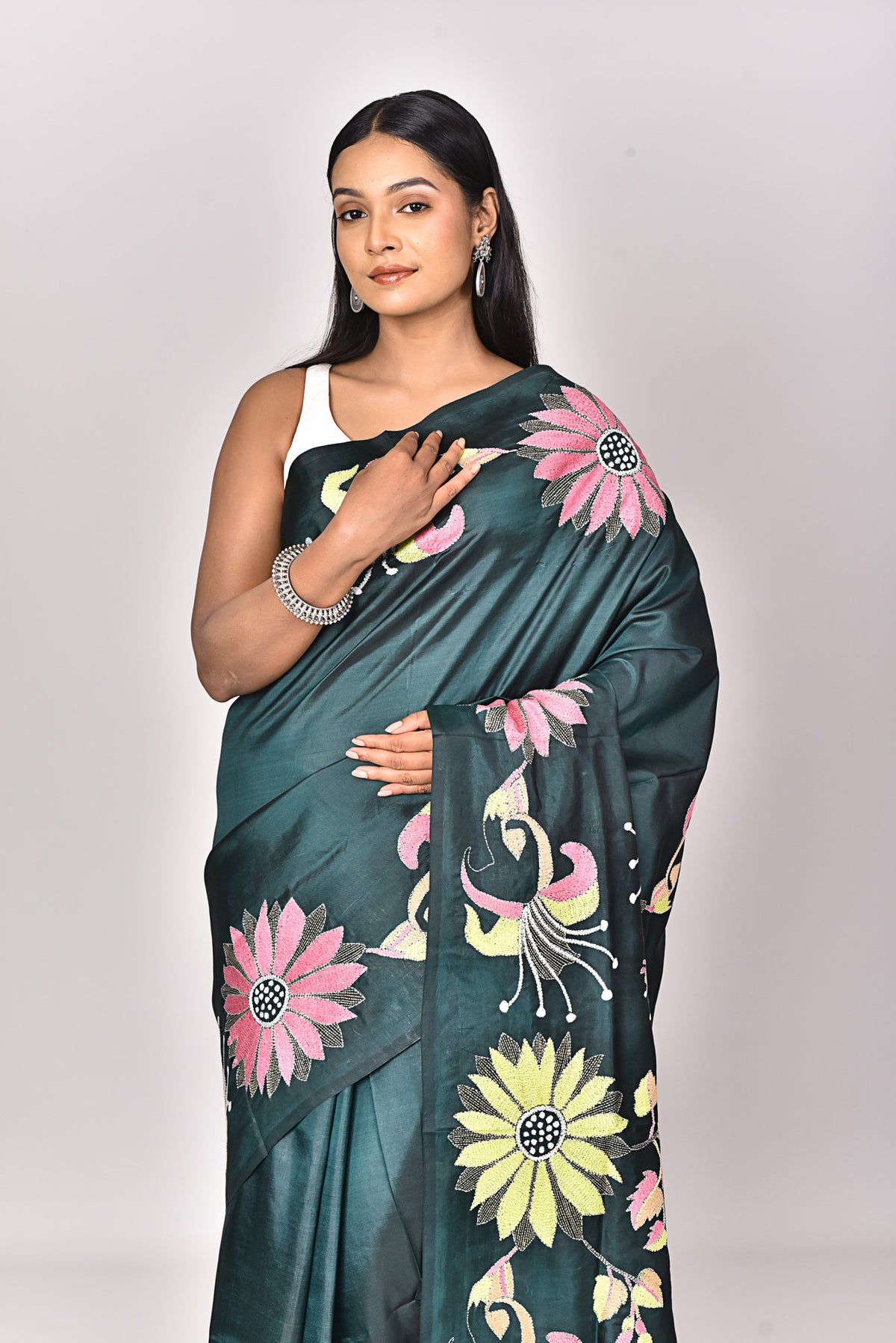 BANGALORE SILK KANTHA SAREE