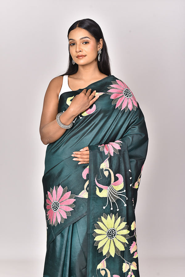 BANGALORE SILK KANTHA SAREE