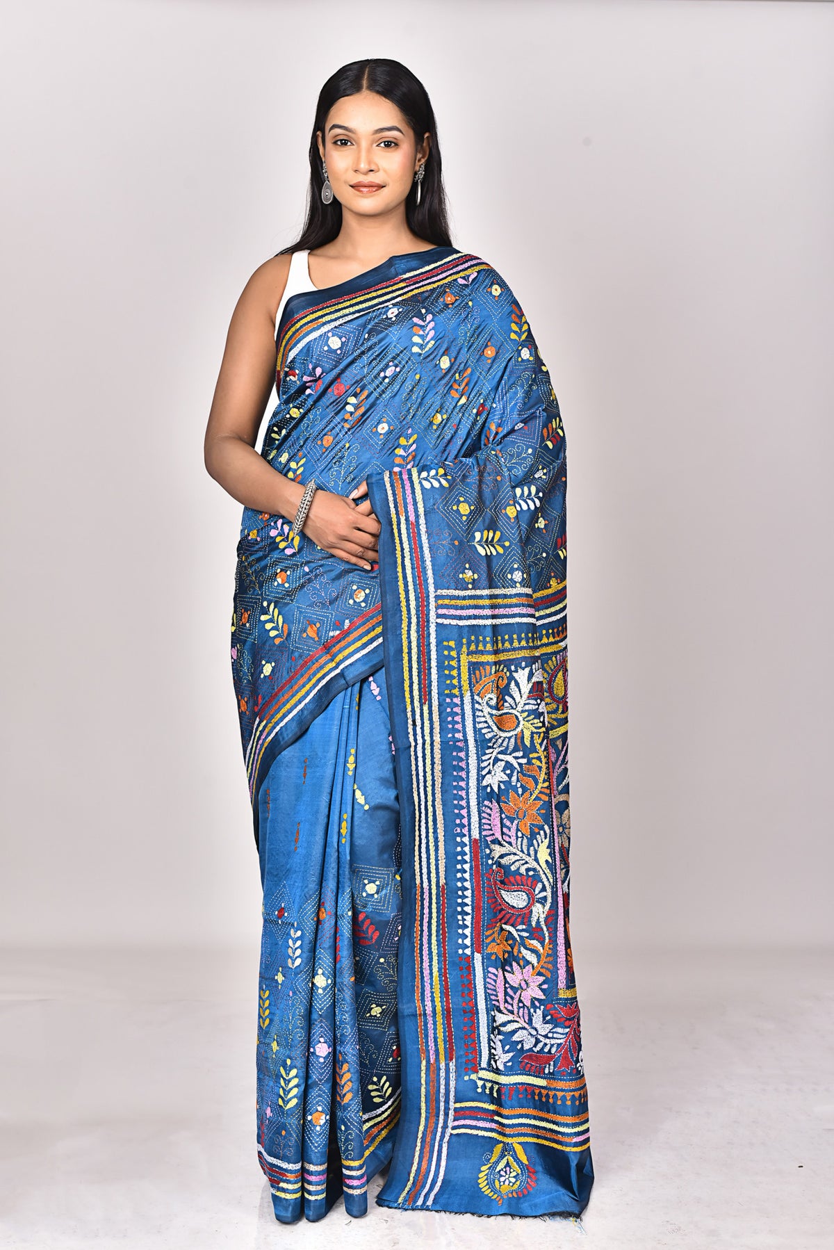 BANGALORE SILK KANTHA SAREE