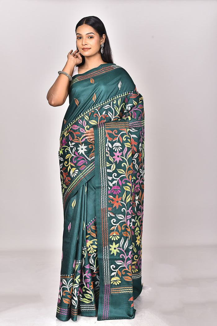 BANGALORE SILK KANTHA SAREE