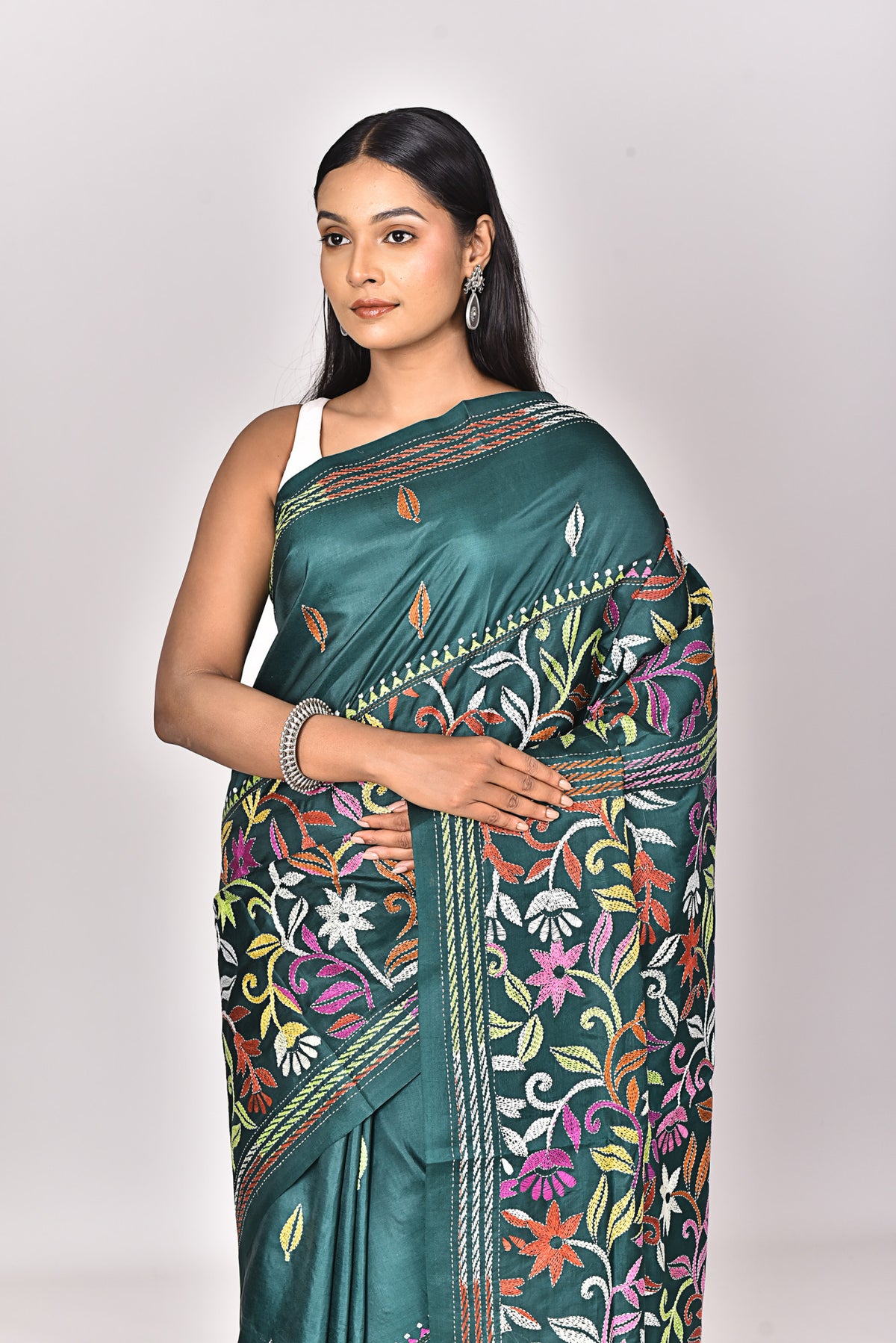 BANGALORE SILK KANTHA SAREE