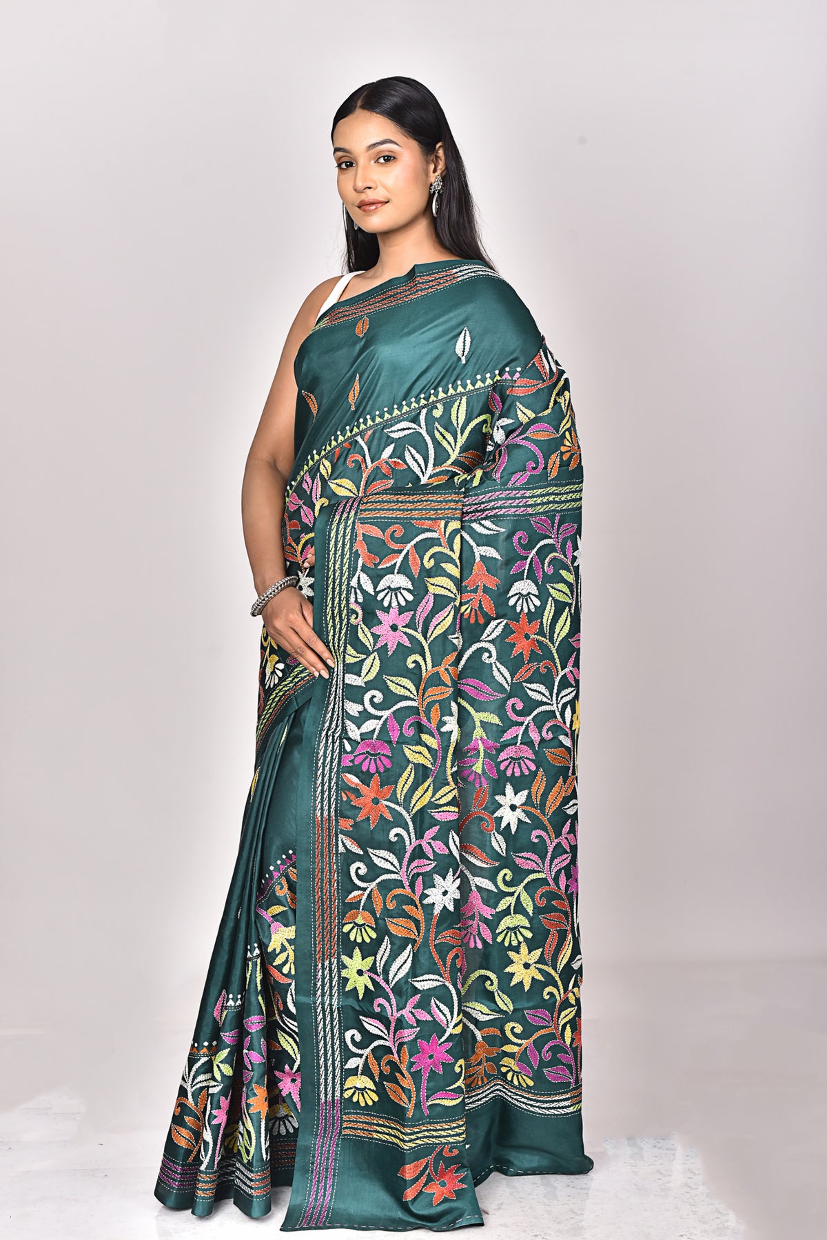 BANGALORE SILK KANTHA SAREE