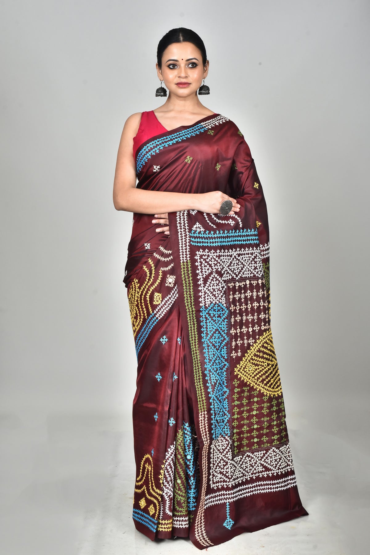 BANGALORE SILK KANTHA SAREE