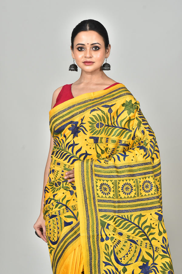 BANGALORE SILK KANTHA SAREE