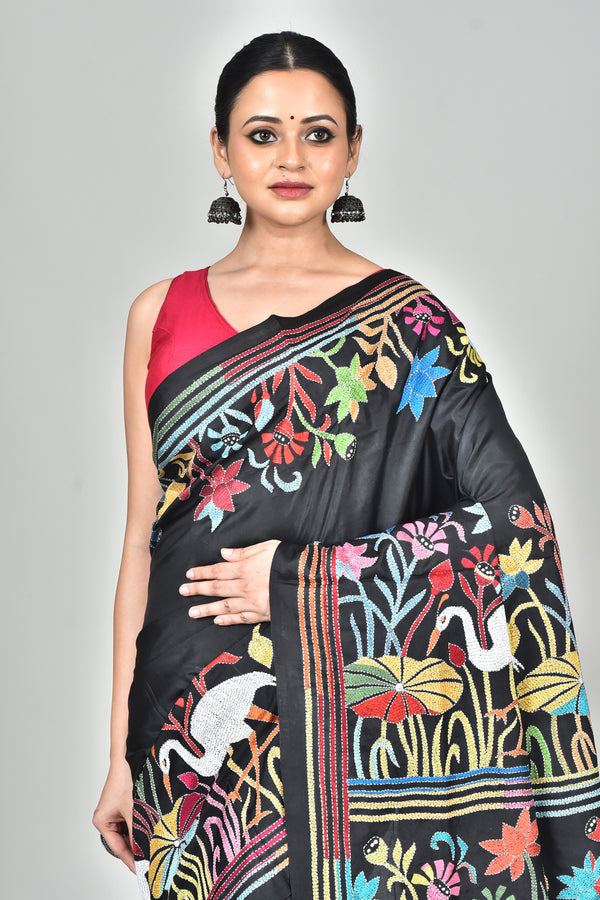 BANGALORE SILK KANTHA SAREE