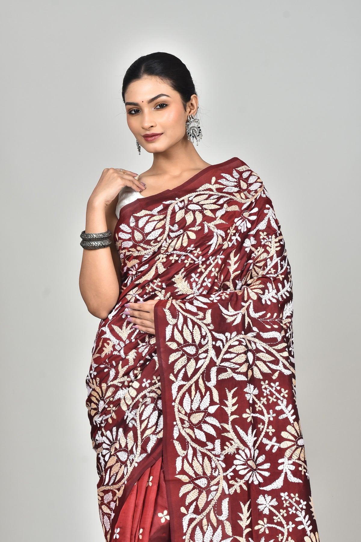 BANGALORE SILK KANTHA SAREE