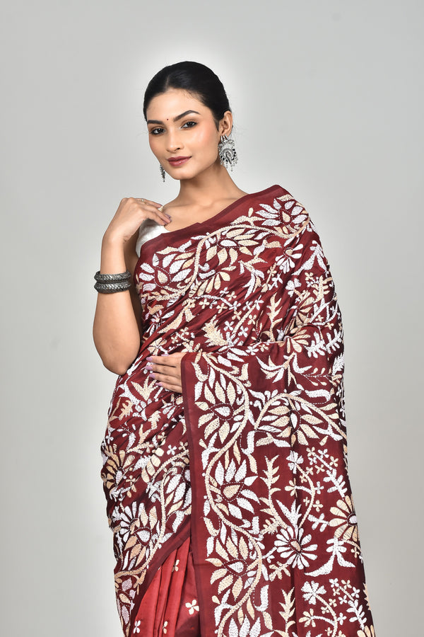 BANGALORE SILK KANTHA SAREE