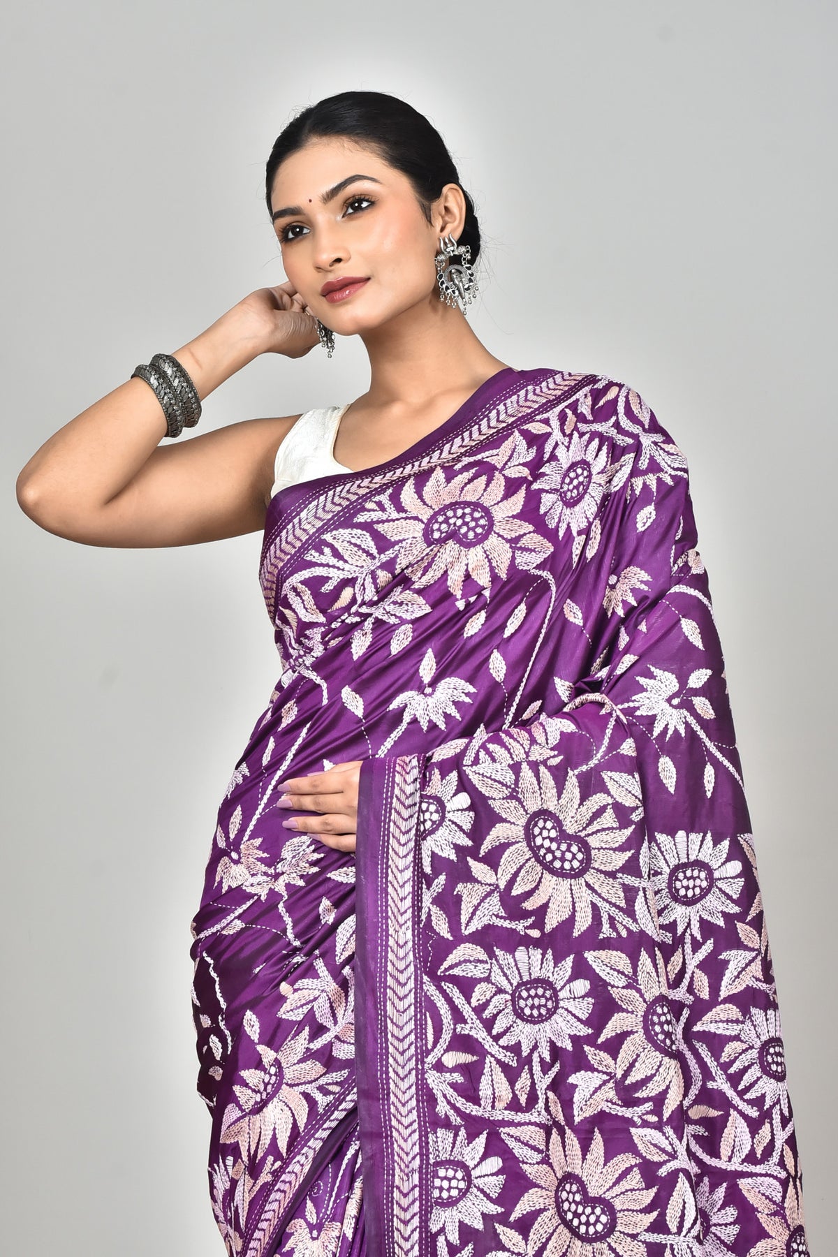 BANGALORE SILK KANTHA SAREE
