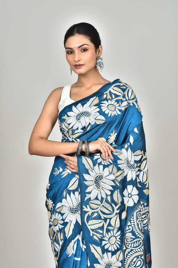 BANGALORE SILK KANTHA SAREE