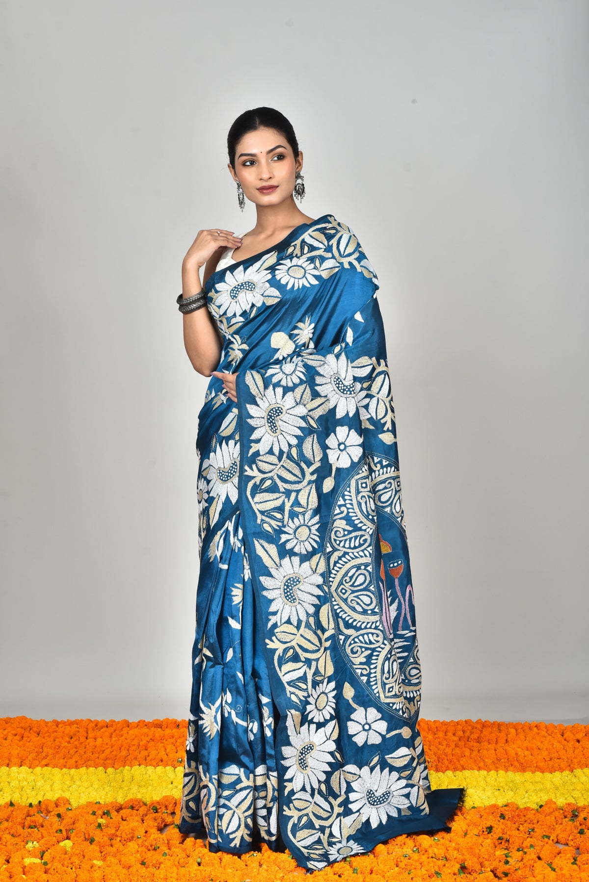 BANGALORE SILK KANTHA SAREE