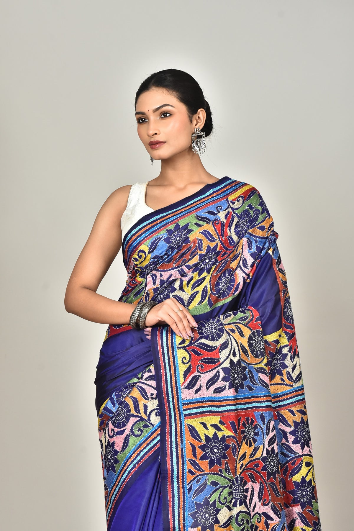 BANGALORE SILK KANTHA SAREE